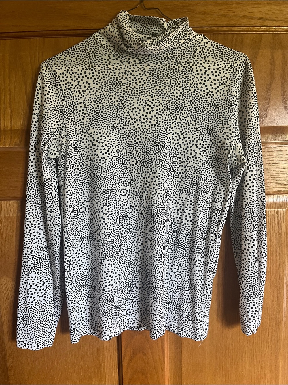 Black & White Dot Turtleneck Long-Sleeve Slip Top